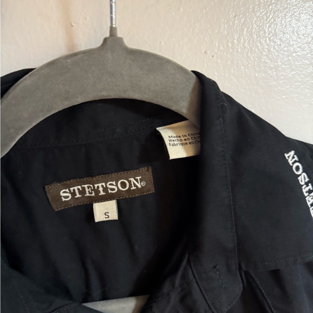 Stetson Mens Black 100% Cotton Logo Wear size Small Shirt - Picture 6 of 6